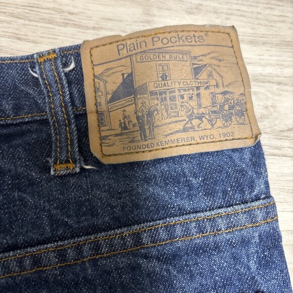 Vintage Plain Pockets Jean Men 33x34 Blue Bootcut Raw JC Penney Made in USA - Picture 3 of 10
